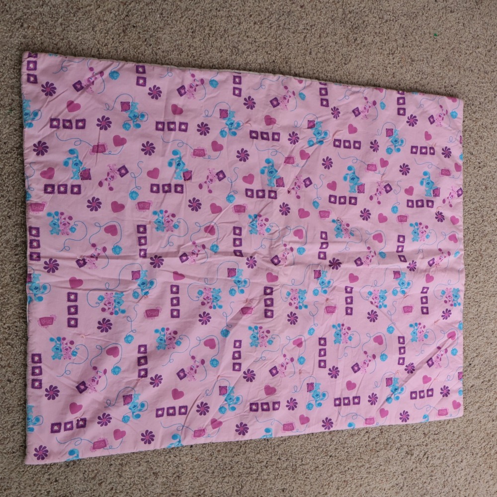 Vintage Blues Clues Magenta Pink Quilted‎ Baby Blanket Hearts Flowers Nick Jr